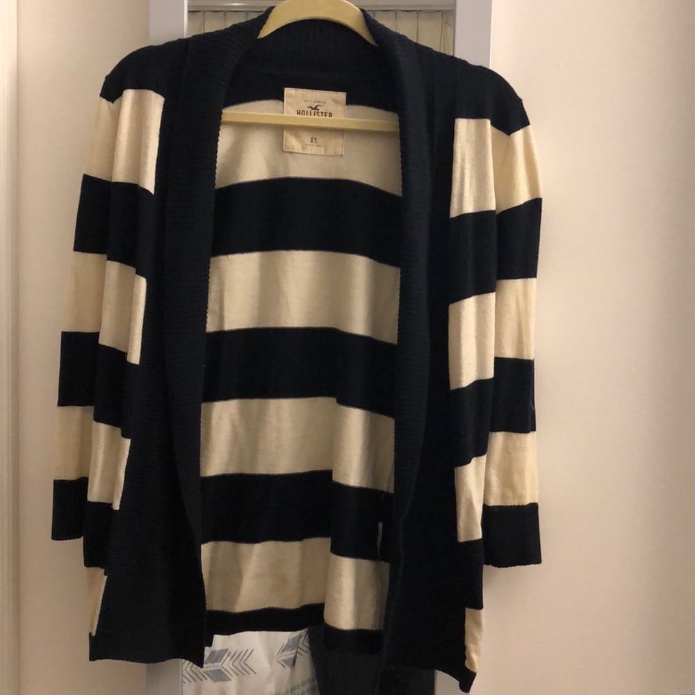 Hollister blue and white striped cardigan, size XS